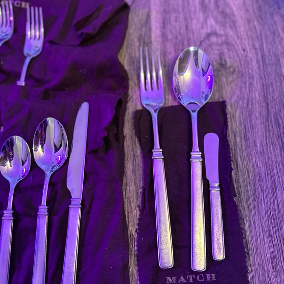 Match Gabriella Pewter Flatware 12 Complete Place Settings + Salad and Butter